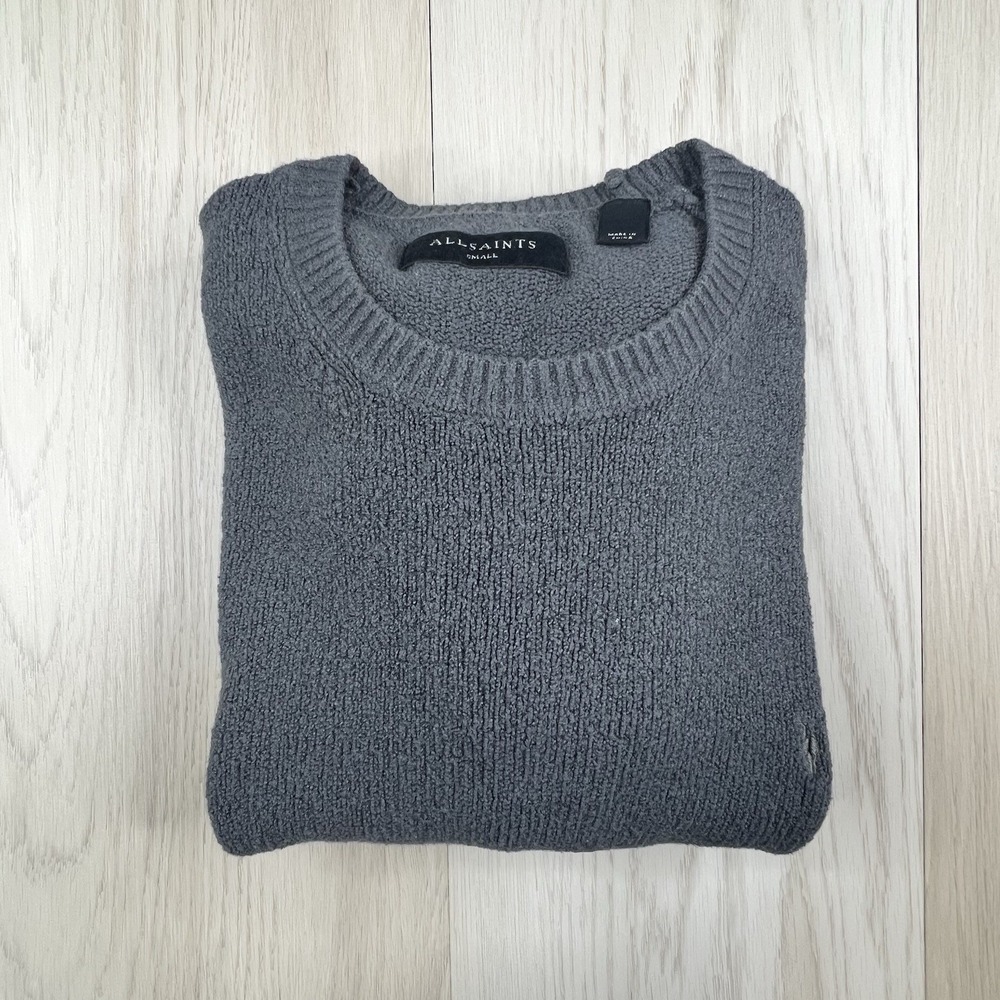 All Saints Olnar Crewneck Pullover Sweater Mens Size S Small Gray